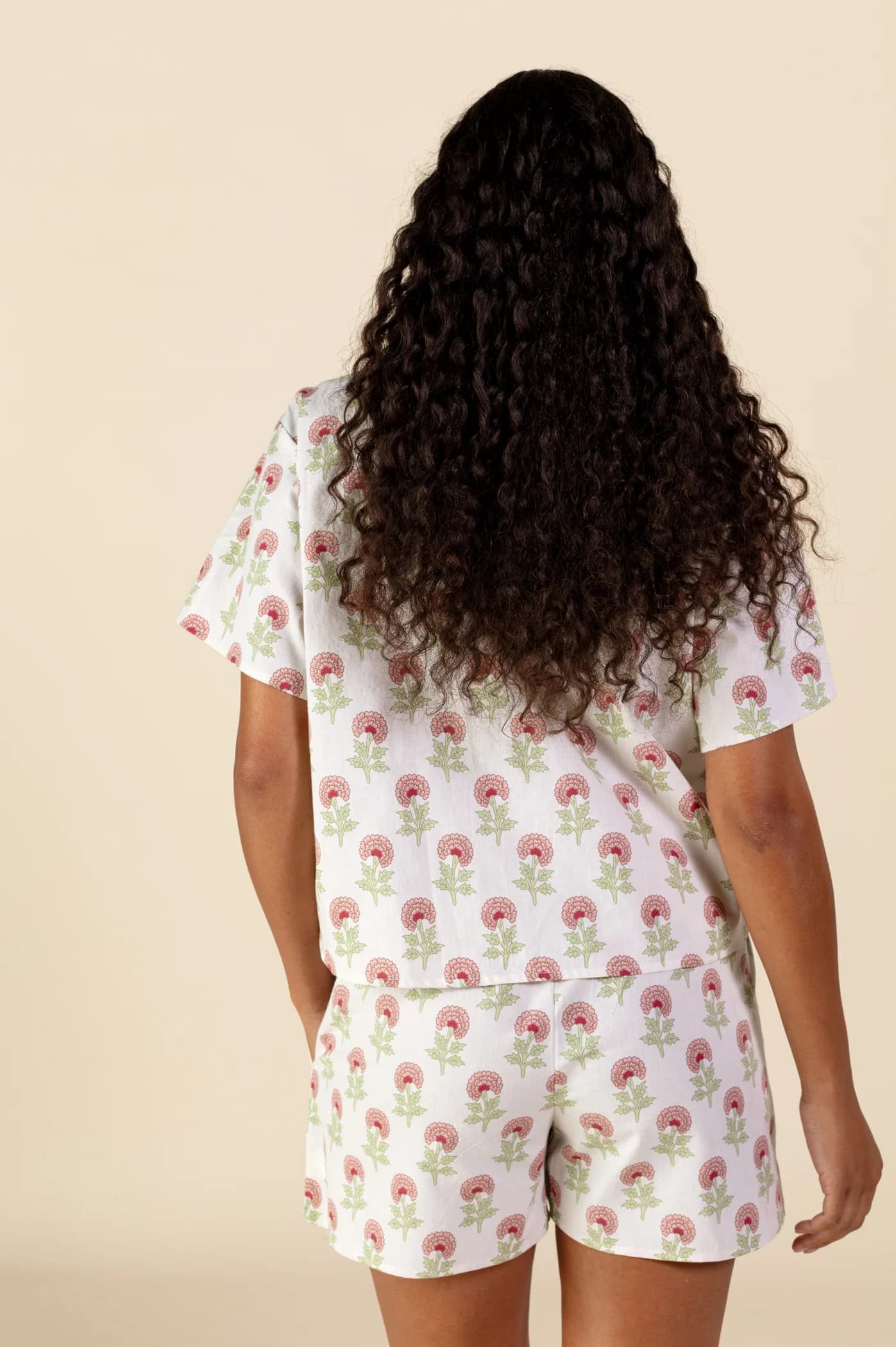 Flora Buttimönstrad pyjamasskjorta i bomull - Rosa 5 - Indiska