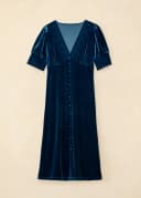 ZUMI LACE VELOUR DRESS - BLUE