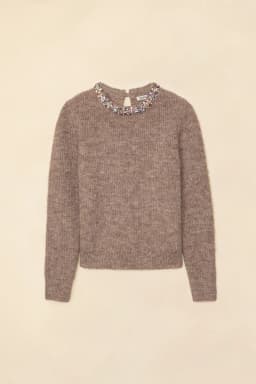 DOROTHY RHINESTONE SWEATER - BEIGE