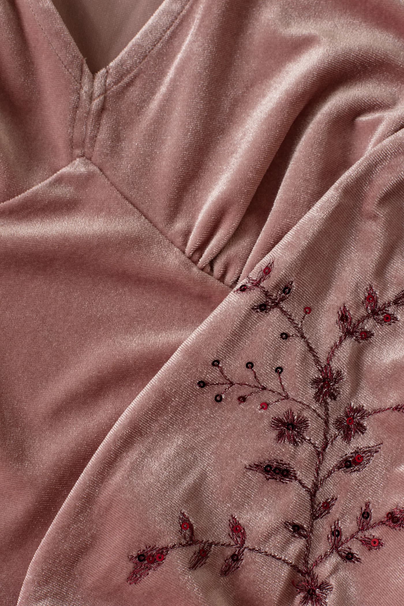 LIORA Broderad blus i velour - Rosa 2 - Indiska