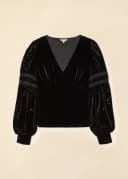 LIORA VELOUR TOP - BLACK