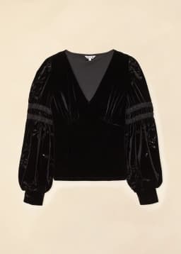 LIORA VELOUR TOP - BLACK