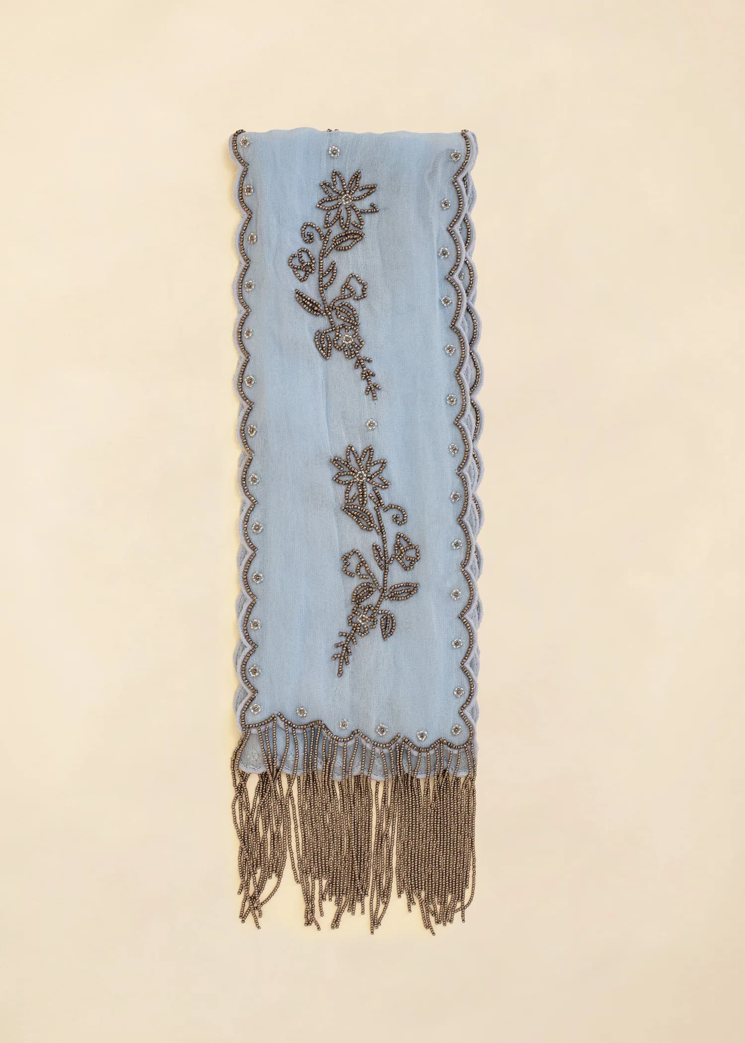 BEADED Brodert skjerf - Blå 1 - Indiska