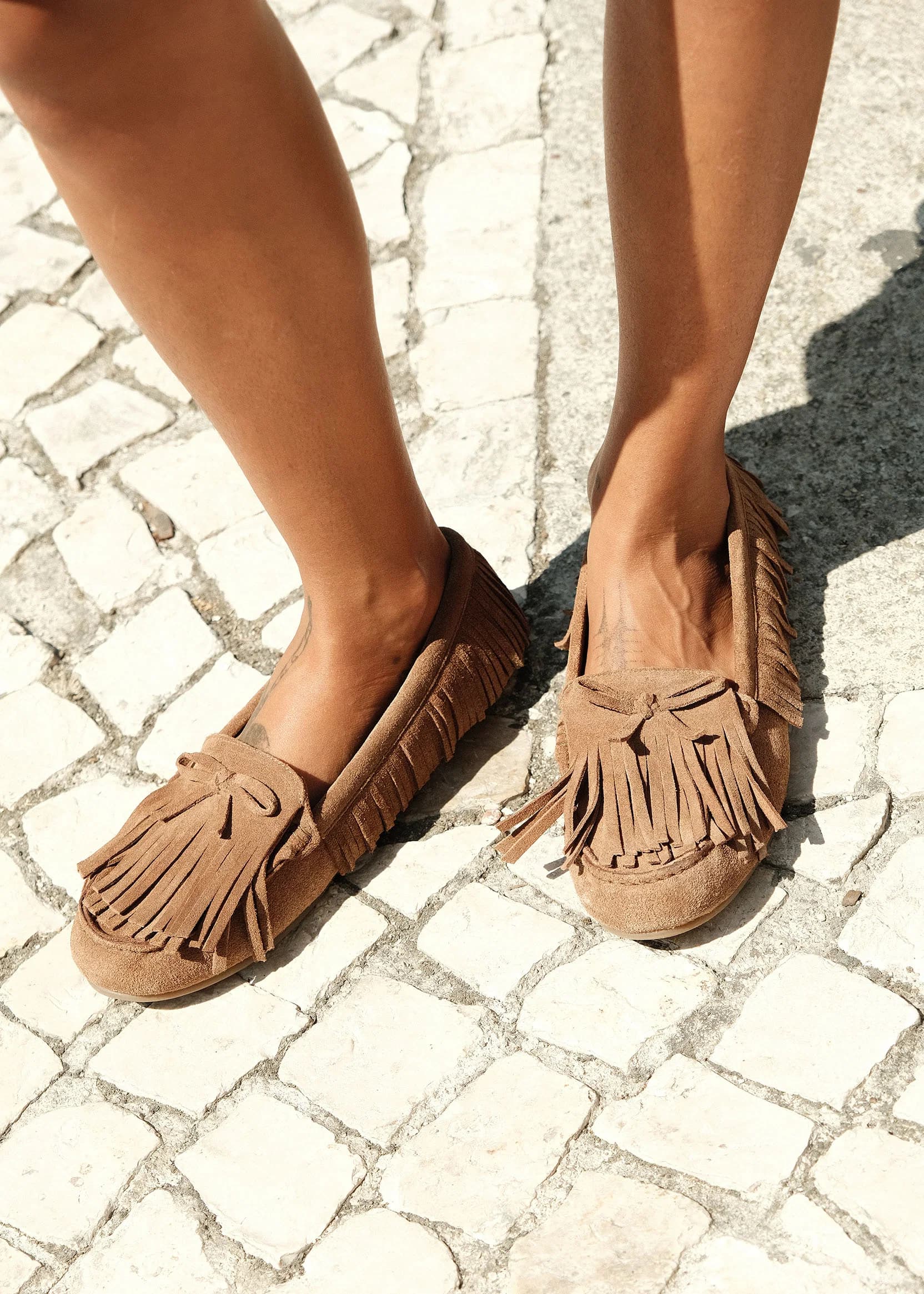 Zazi Loafers i mocka med fransar - Brun 1 - Indiska