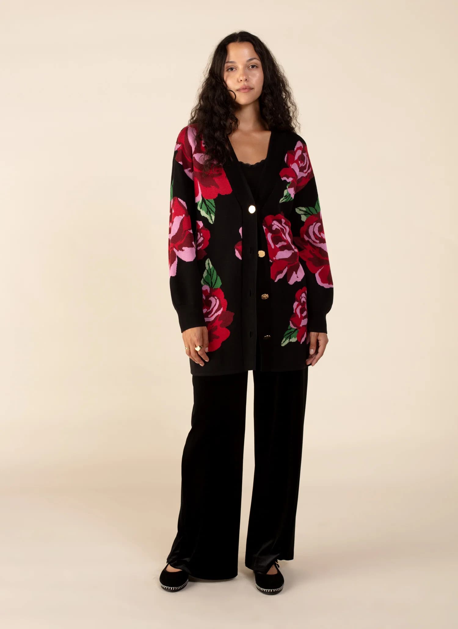 CHRISTY Mønstret cardigan  - Svart 4 - Indiska