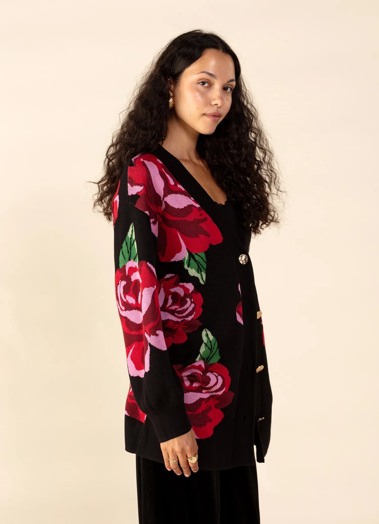 CHRISTY Mønstret cardigan  - Svart 5 - Indiska