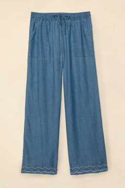 KIENNA EMB PANT - MidBlue