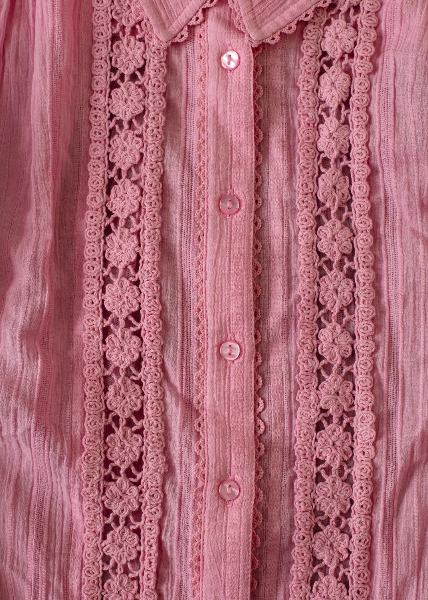 EVANGELINA Rosa blus med spetsdetaljer - Rosa 2 - Indiska