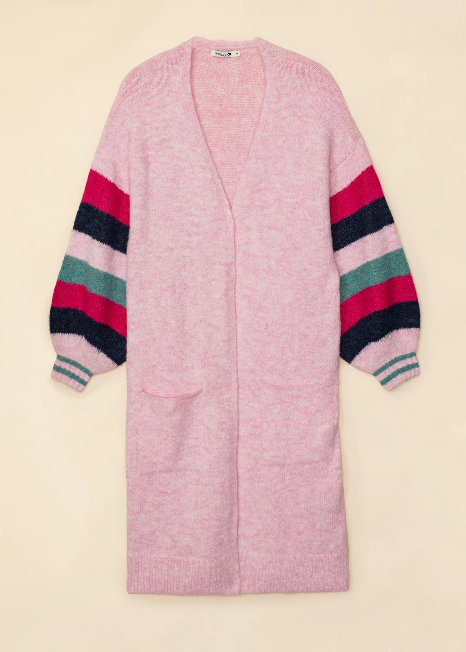 VANNI Mönstrad lång cardigan - Rosa 1 - Indiska