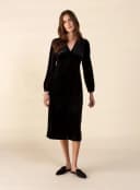 ZUMI LS VELOUR DRESS - BLACK