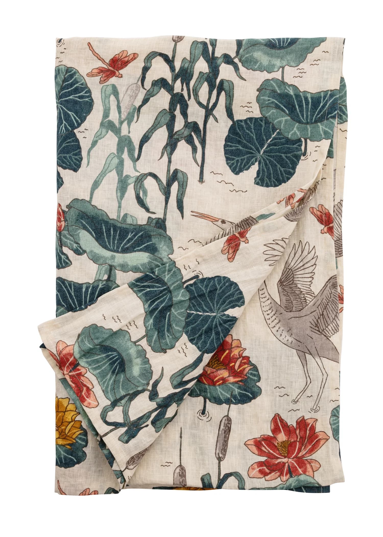 Lin Mönstrad linneduk 150x250 cm - Beige 1 - Indiska