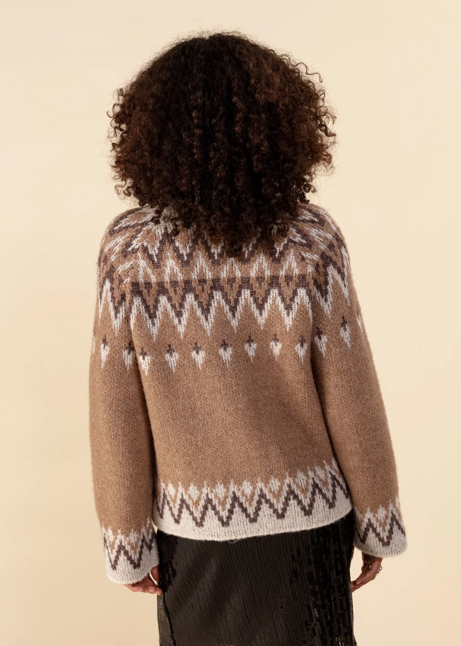 ALEXIS Jacquardstickad tröja med glitter - Beige 4 - Indiska