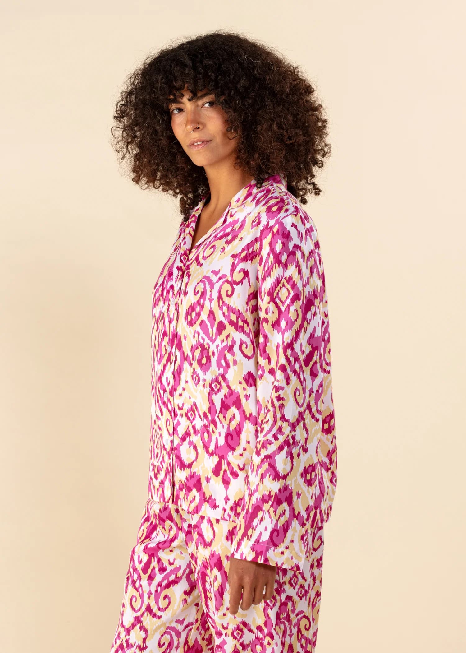 Hazel Pyjamasskjorta i Modal (TENCEL™) - Rosa 1 - Indiska