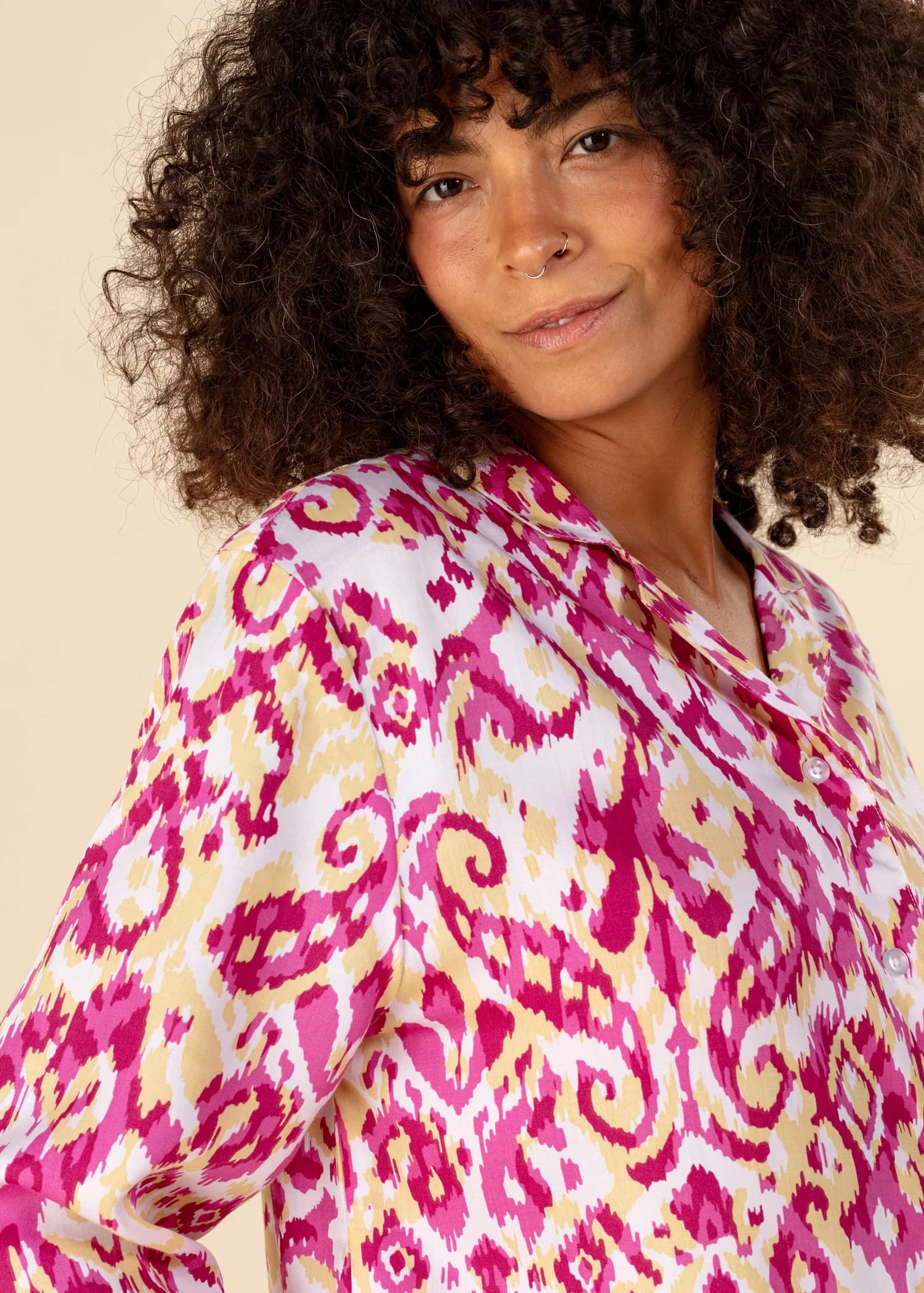 Hazel Pyjamasskjorta i Modal (TENCEL™) - Rosa 3 - Indiska
