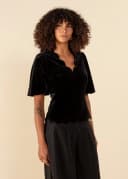NORA VELOUR TOP - BLACK