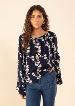 DOLLIE LS BLOUSE - NAVY