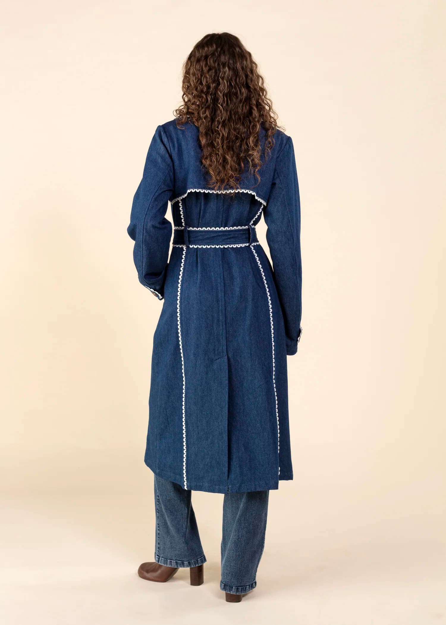 CLEOPATRA Lång trenchcoat i denim - Blå 4 - Indiska