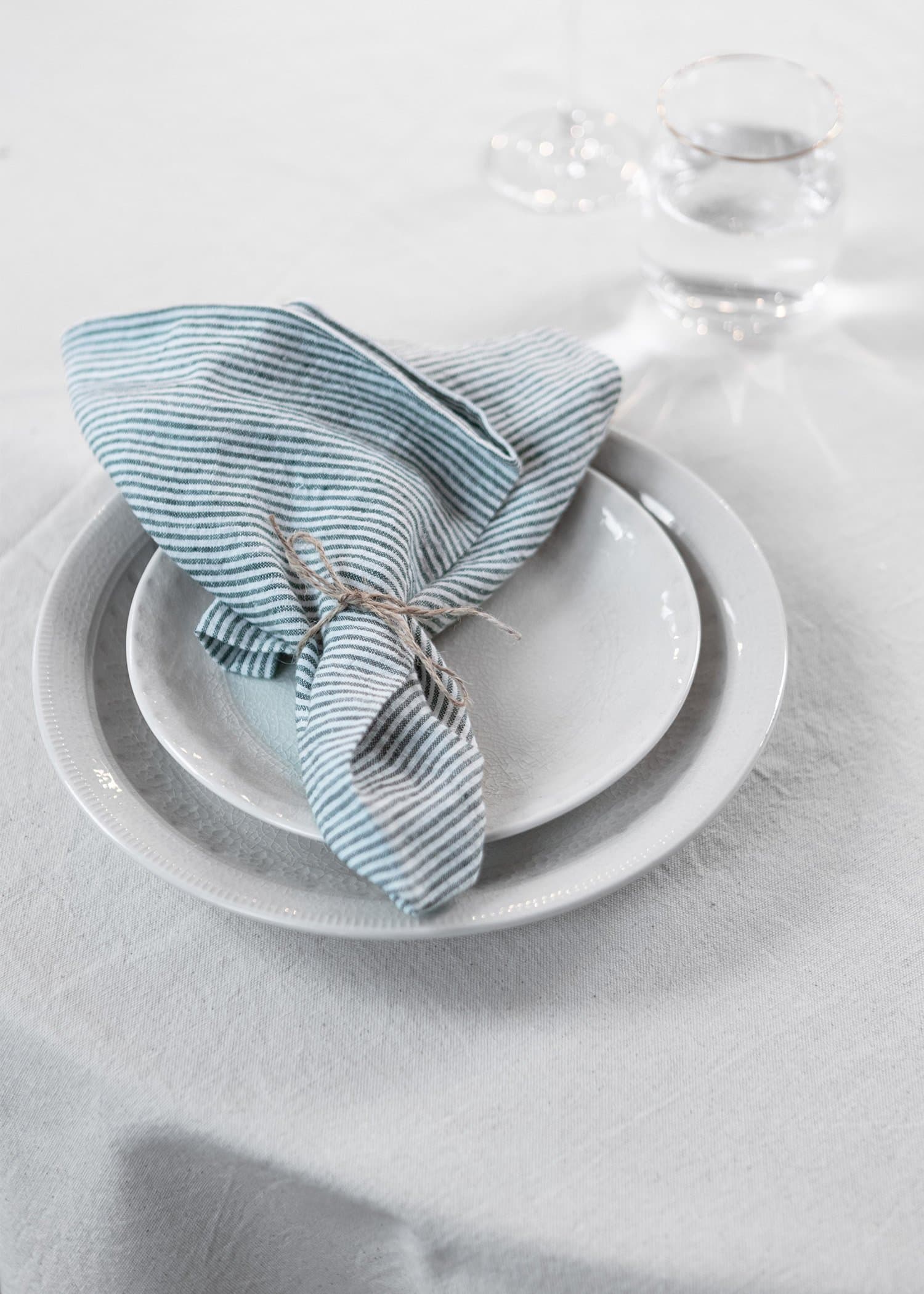 LIN STRIPE NAPKIN - GREENWHITE