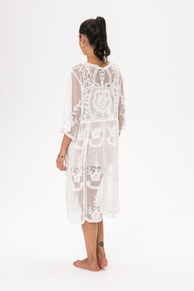 SARAH Vit broderad strandkimono - Vit 1 - Indiska