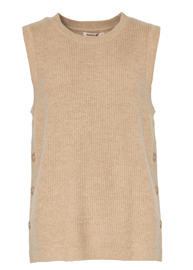 Ried Stickad väst med knäppning - Beige 1 - Indiska