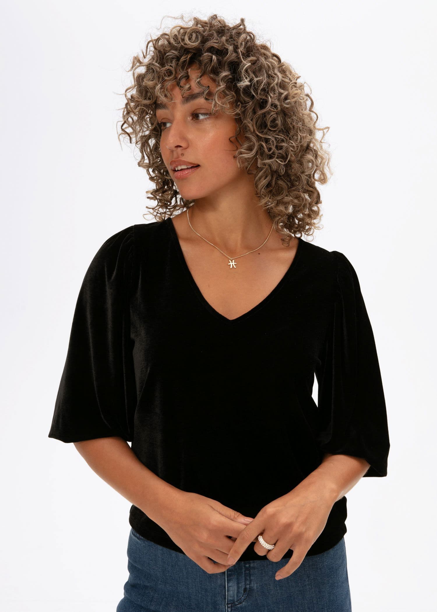 Penny velour top - Black