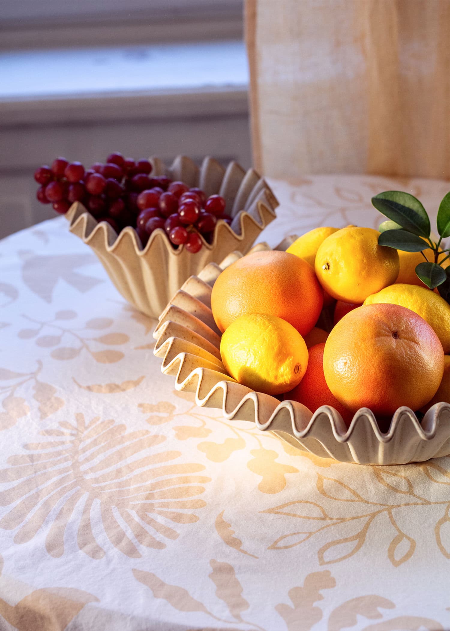 Neha Mönstrad bomullsduk - Beige 2 - Indiska