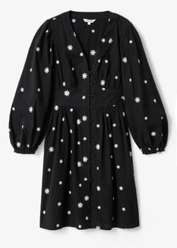 Rianna ls emb dress - Black