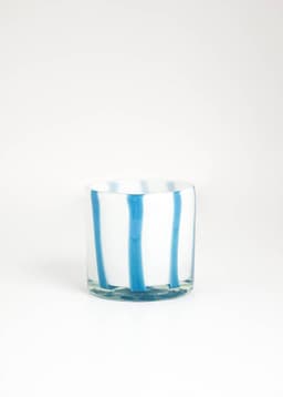 STRIPE GLASS LANTERN - WHITEBLUE