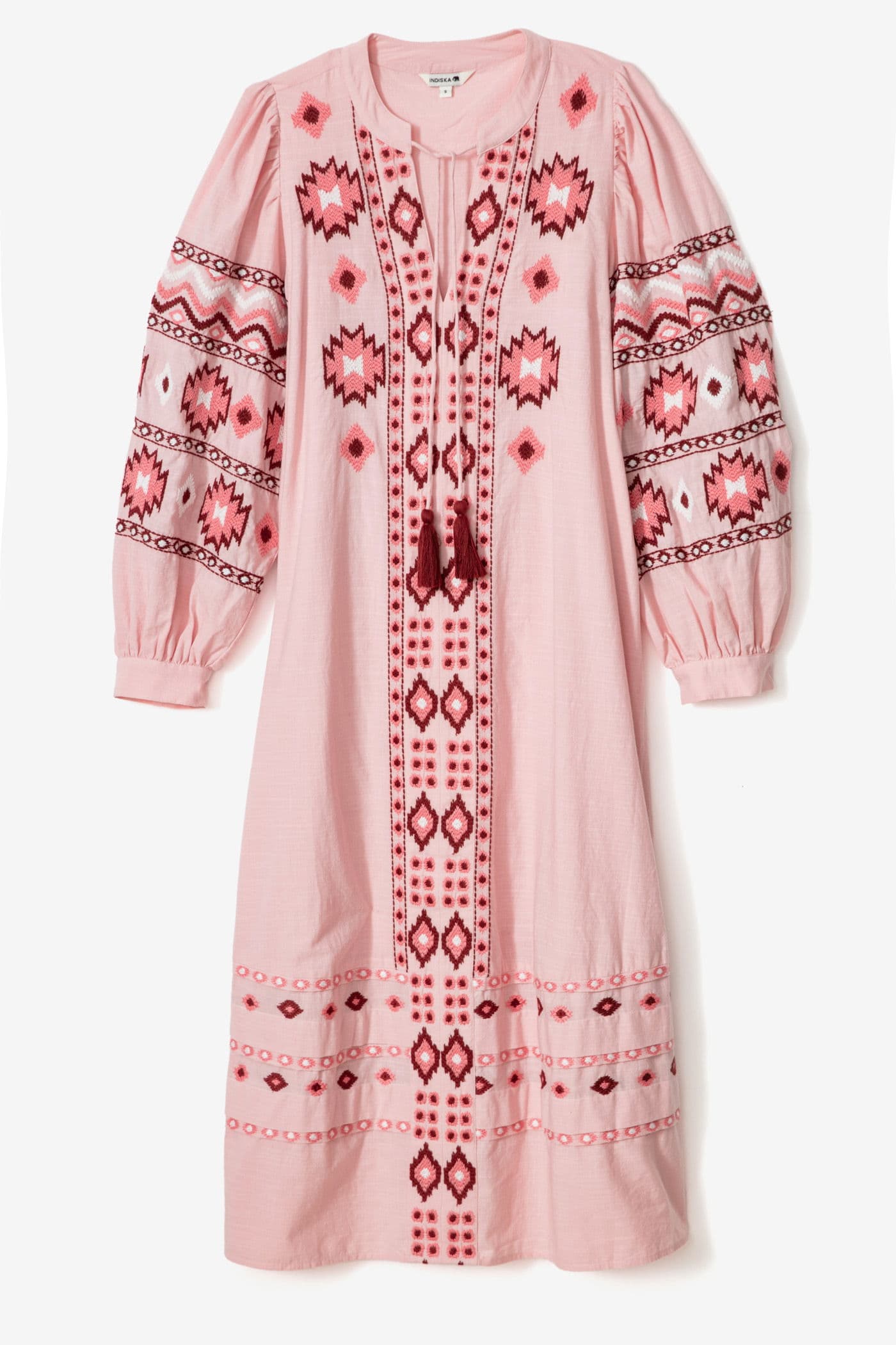 Asta Broderad lång klänning - Rosa 1 - Indiska