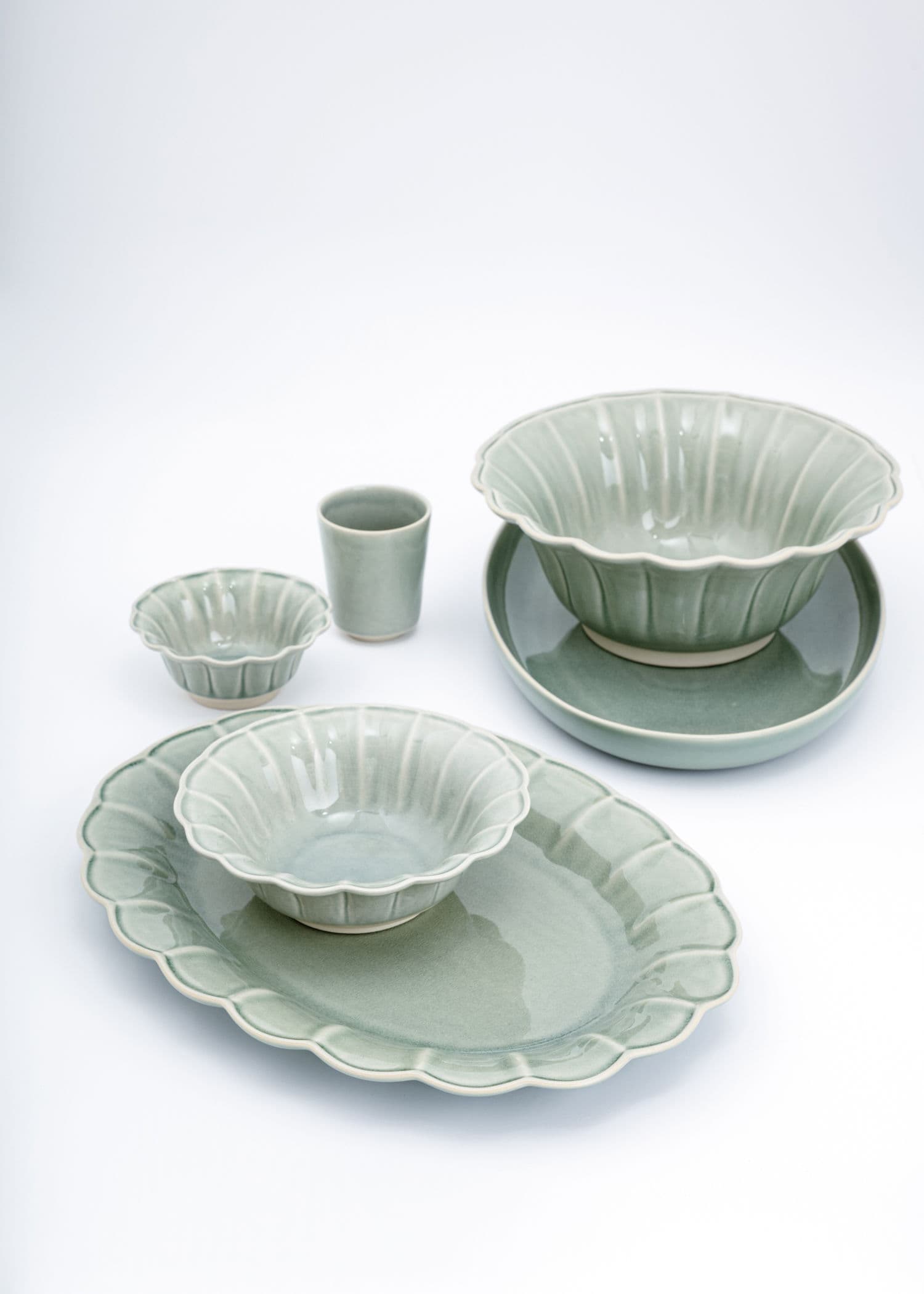 MATHILDA SCALLOP BOWL - DustyBlue