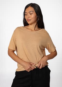 LISA LINEN TEE - BEIGE