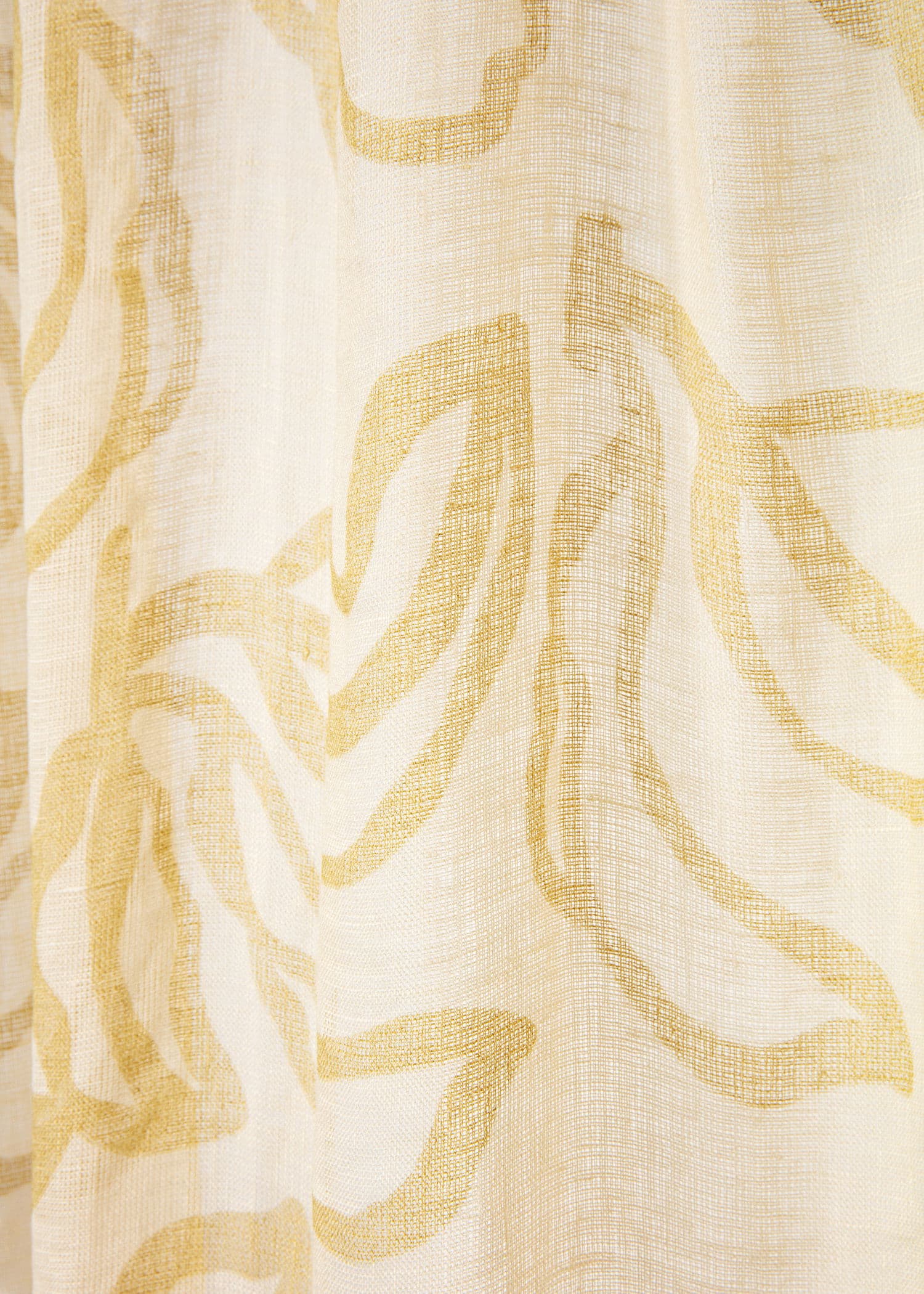 Lin printed Curtain - LEAVESGREEN