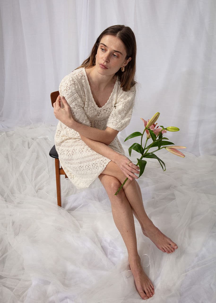 ZUDORA CROCHET DRESS - OFFWHITE