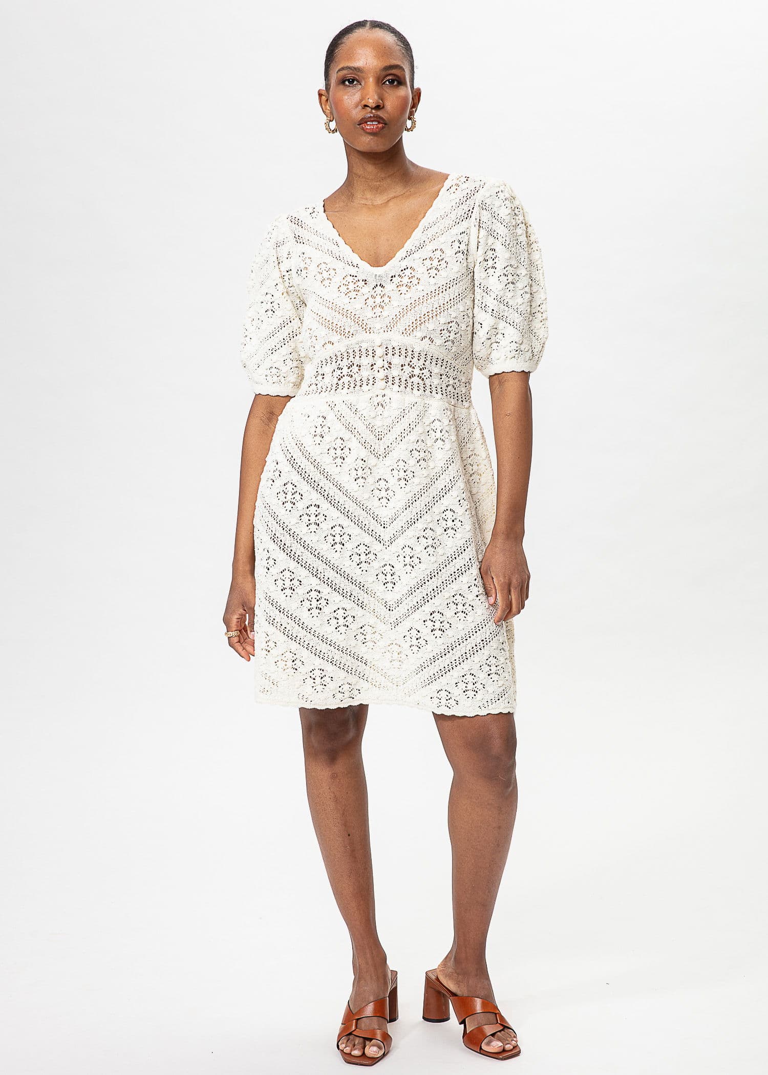 ZUDORA CROCHET DRESS - OFFWHITE