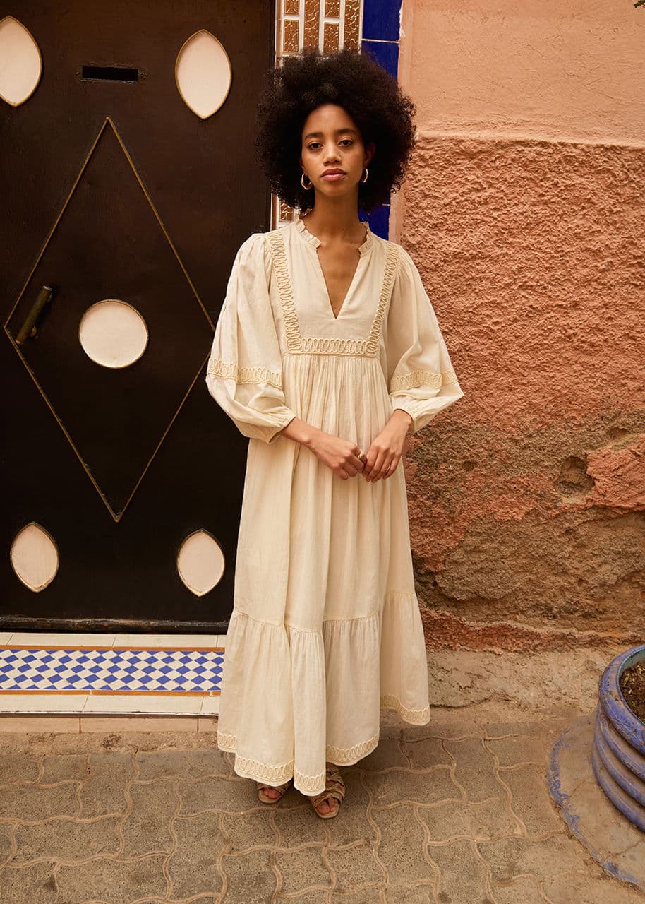 CORNELIA EMB DRESS - OFFWHITE