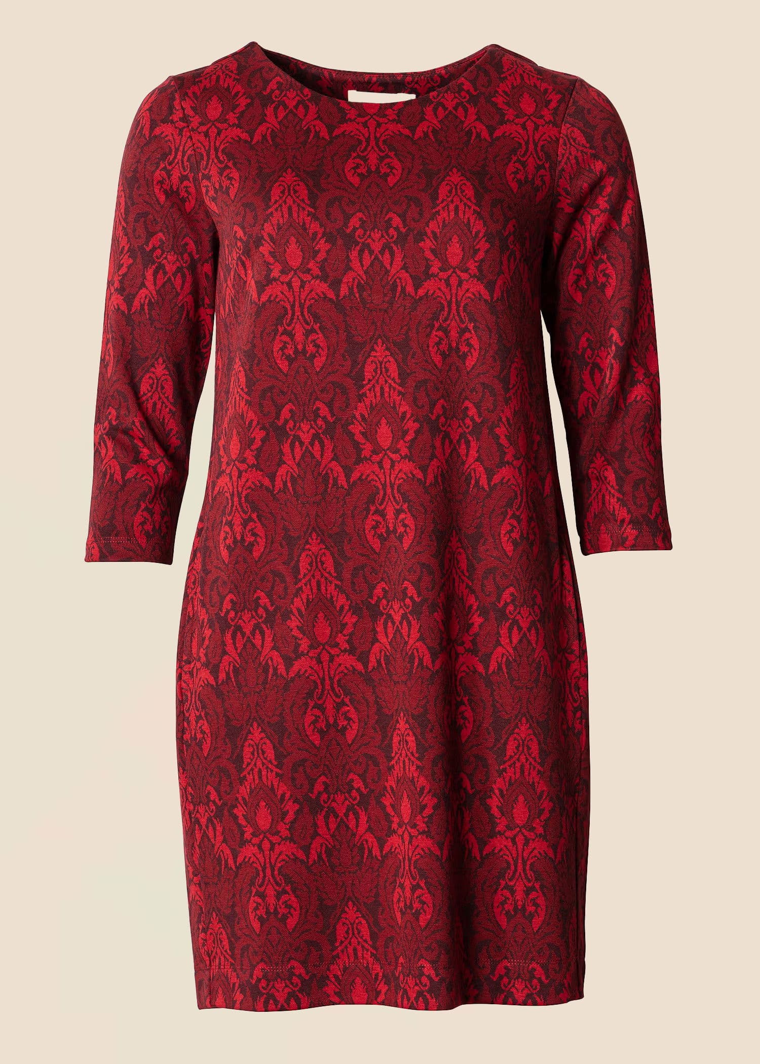 TRIXINA Mönstrad tunika med fickor - Röd 1 - Indiska