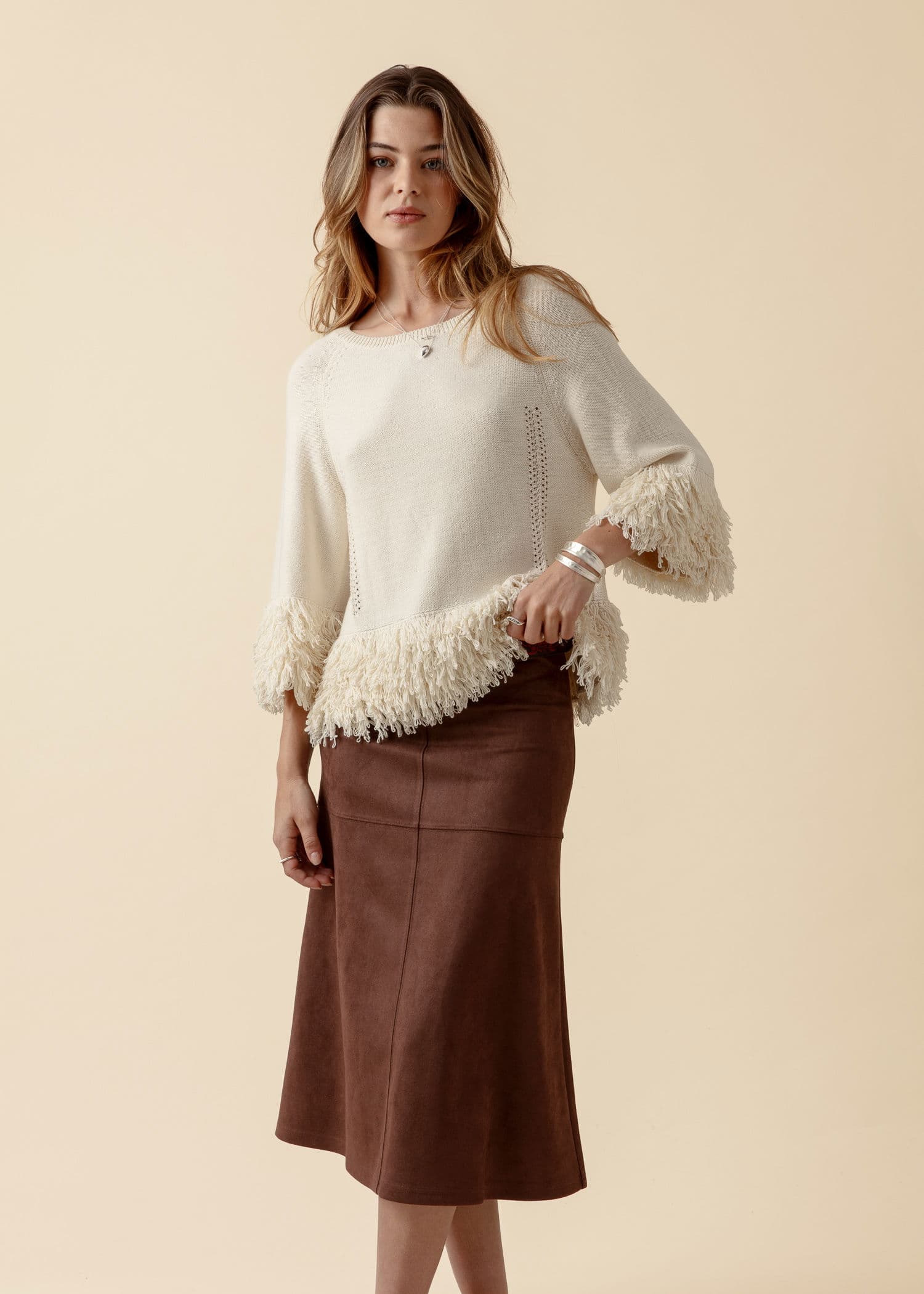 ALINA Kort jerseyskjørt - Brun 2 - Indiska