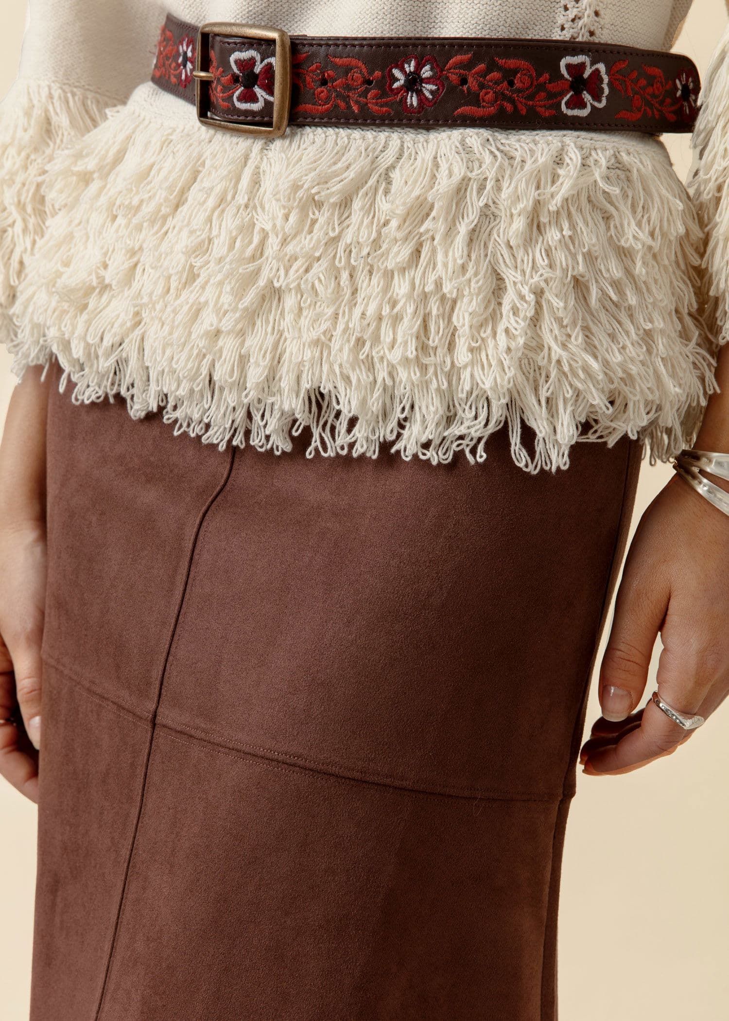 ALINA Kort jerseyskjørt - Brun 3 - Indiska