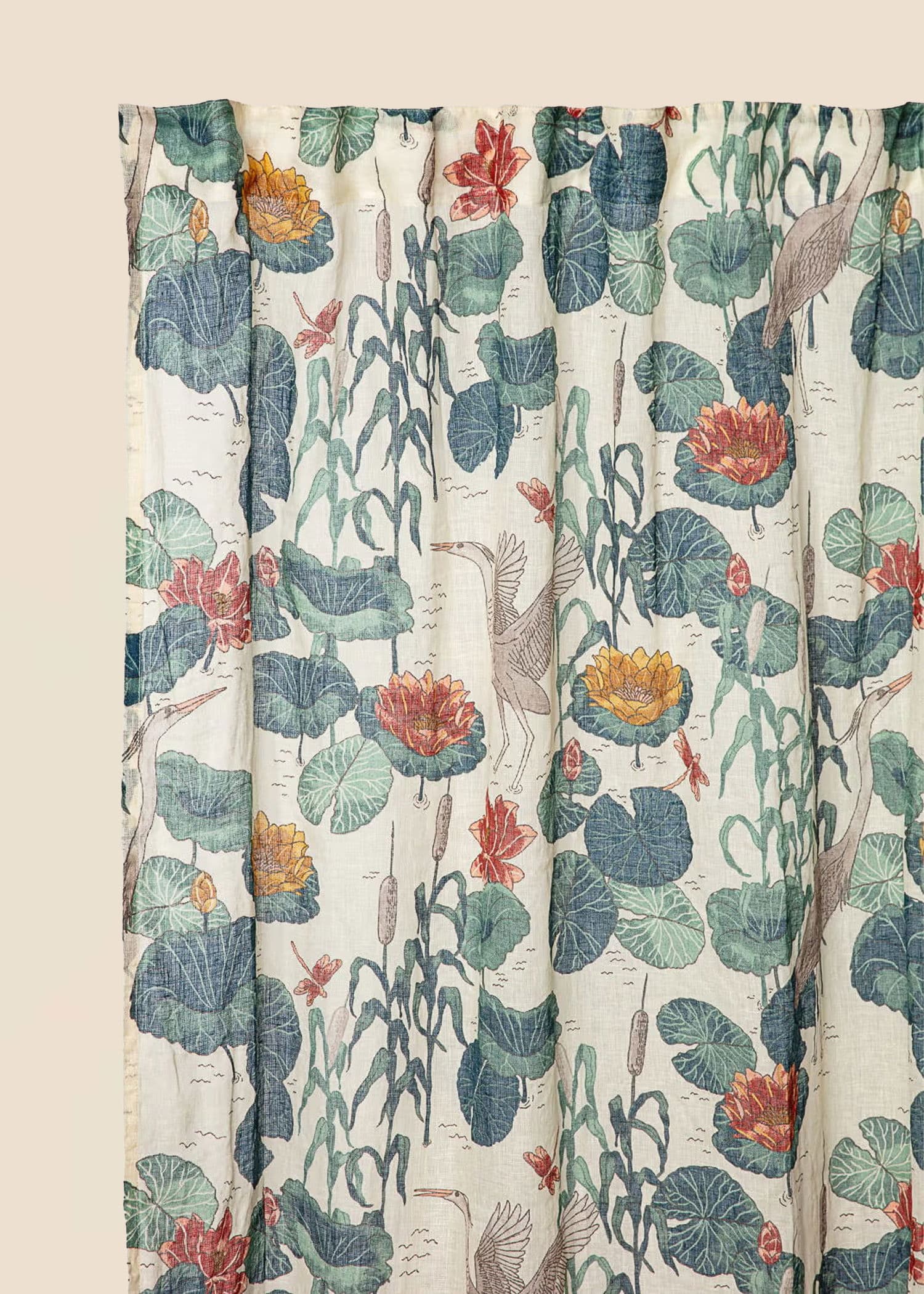 Lin Kuvioitu verho - Beige 1 - Indiska