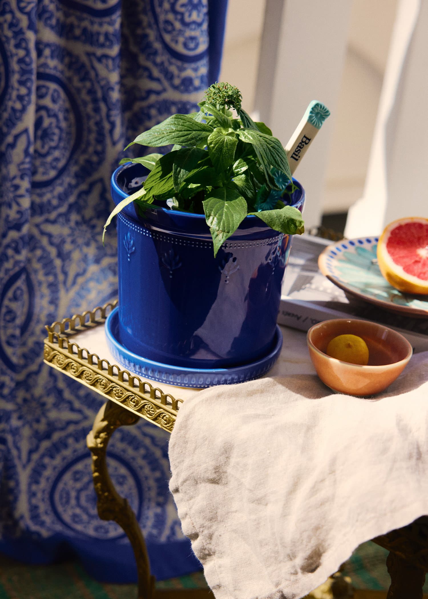 DARLA Mörkblå liten kruka i stengods - Blå 1 - Indiska