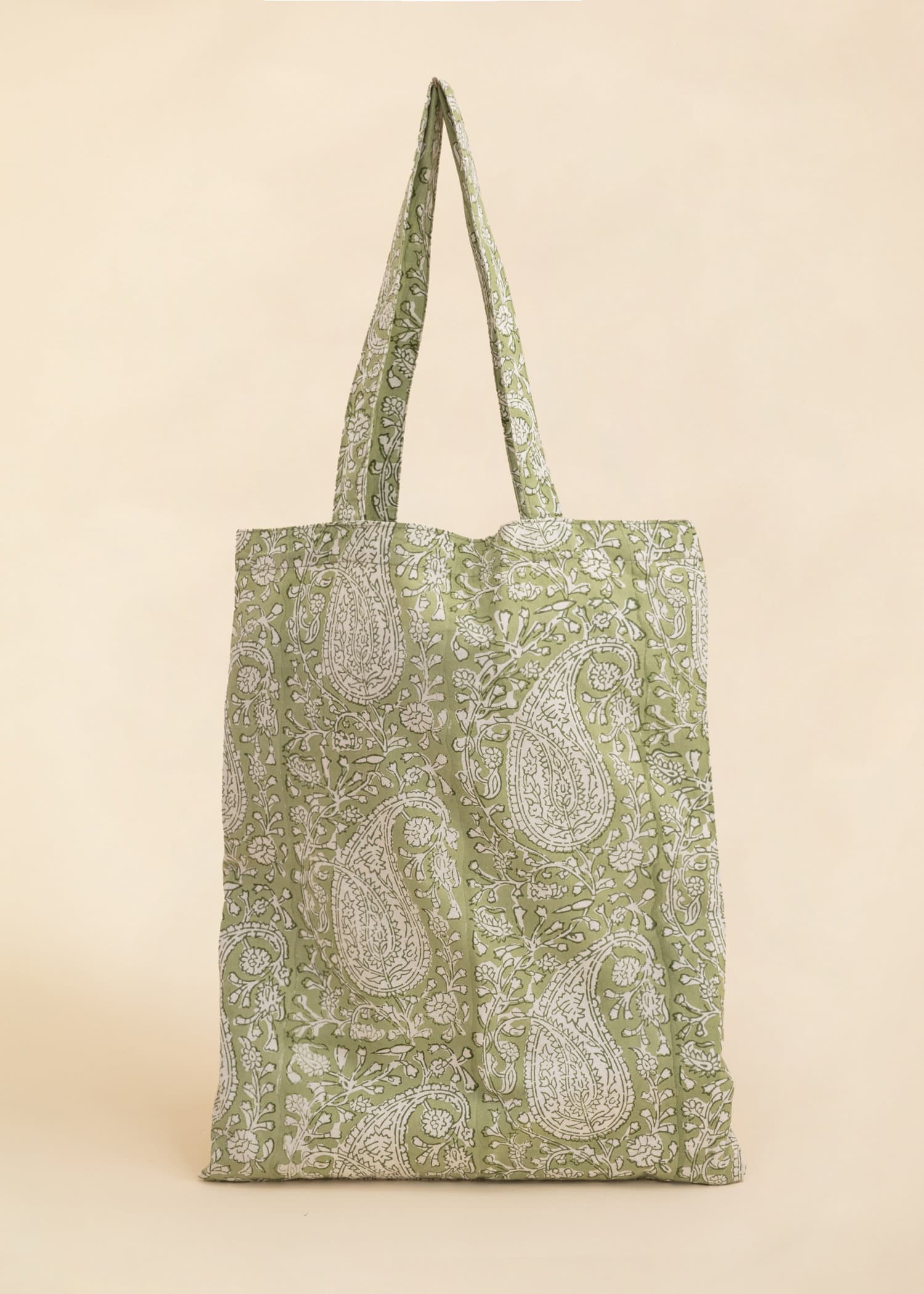 Viny Blokktrykket duk + tote bag - Grønn 1 - Indiska