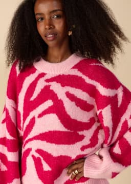 CAJSA JACQUARD SWEATER - FUCHSIA