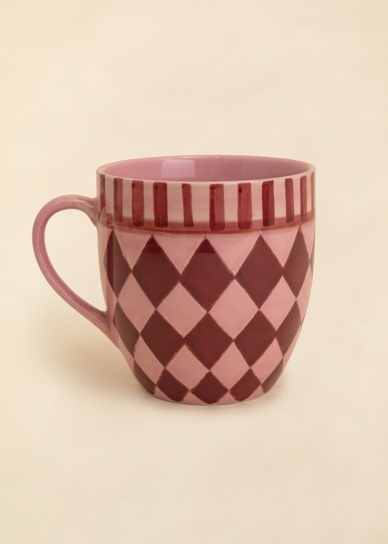 XL Handmålad XL-mugg - Röd 1 - Indiska
