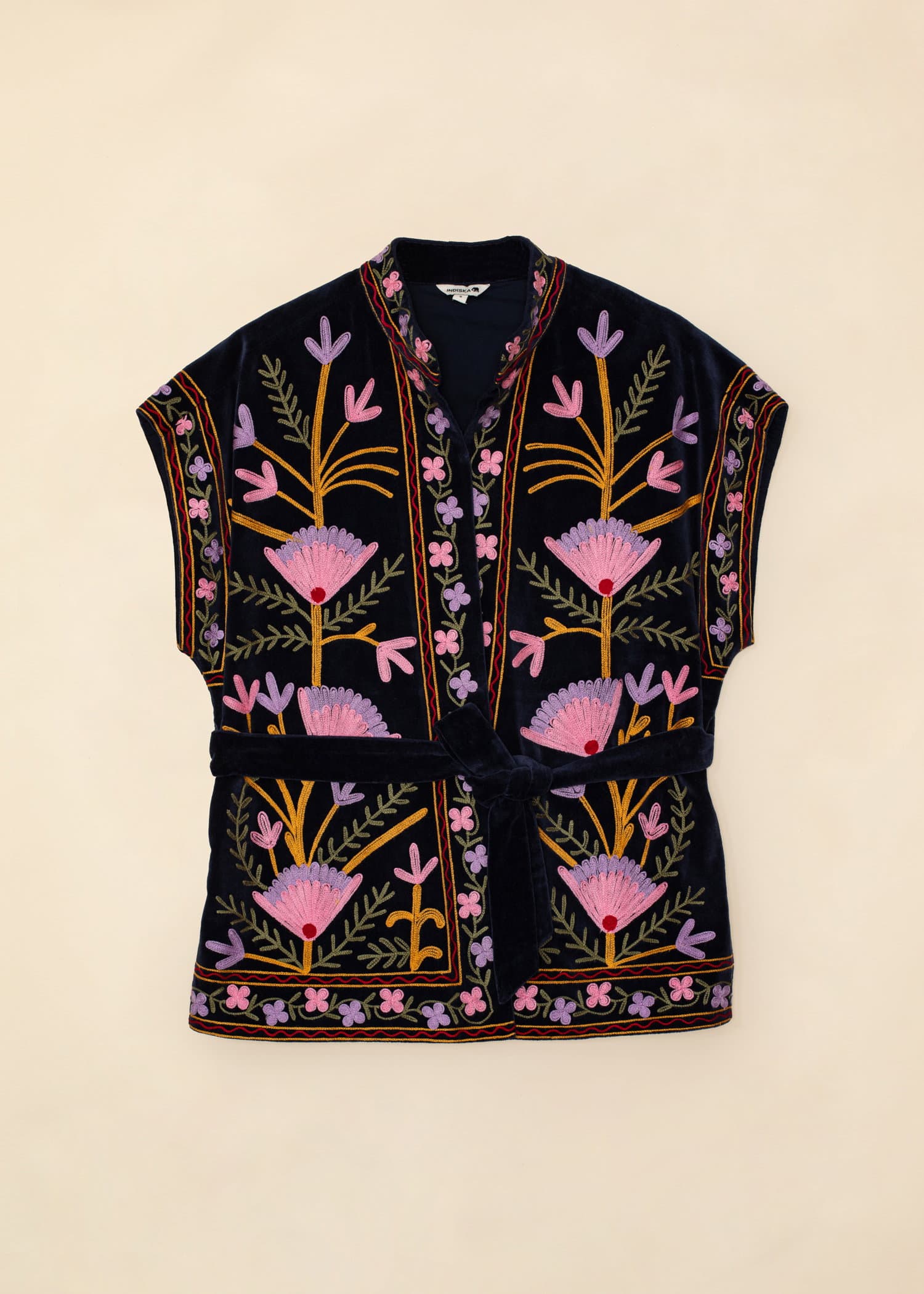 VICTORIA Svart brodert vest - Multi 1 - Indiska