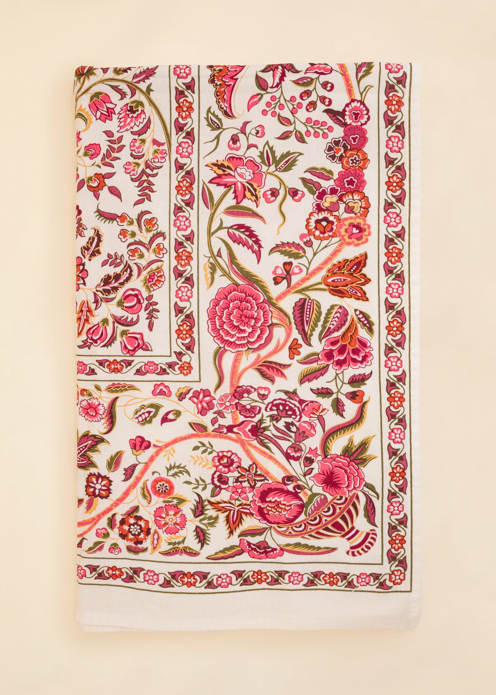Neha Blomsterduk i bomull og lin 150x250 cm - 1 - Indiska