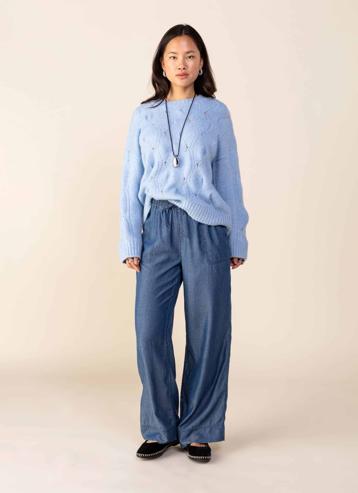 KIENNA Blå tencel-bukser - Blå 1 - Indiska