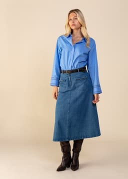 BRAID DENIM SKIRT - BLUE