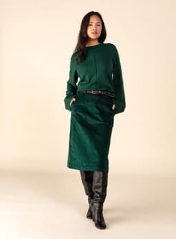 ALLY CORD SKIRT - GREEN