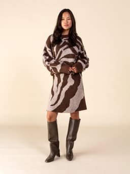 CAJSA JACQUARD SKIRT - BROWN