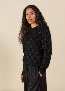 ZAZA SEQUIN SWEATER - BLACK